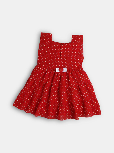 

Hopscotch Maroon Polka Dot Printed Dress