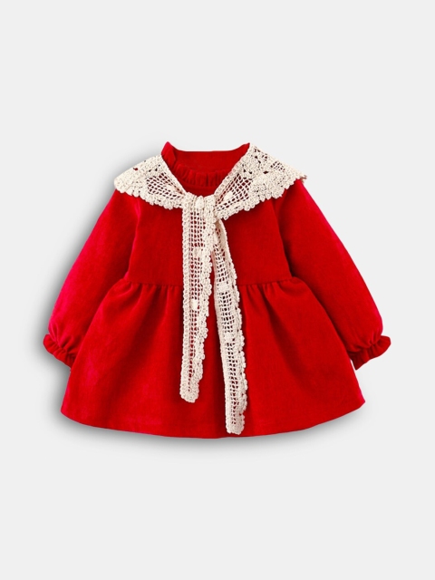 

Hopscotch Girls Red Solid A-Line Dress
