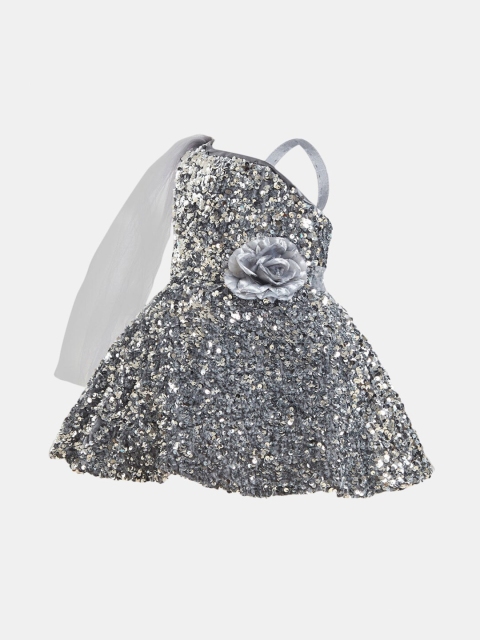 

Hopscotch Grey Floral One Shoulder Blouson Dress