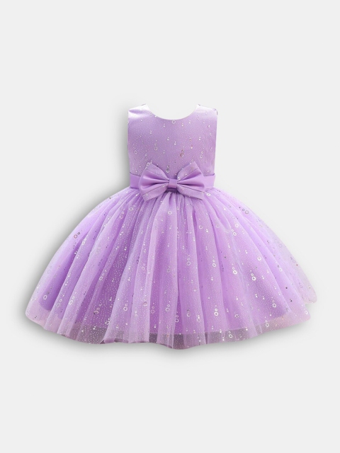 

Hopscotch Girls Purple Sheath Bow Applique Sleeveless Party Dress