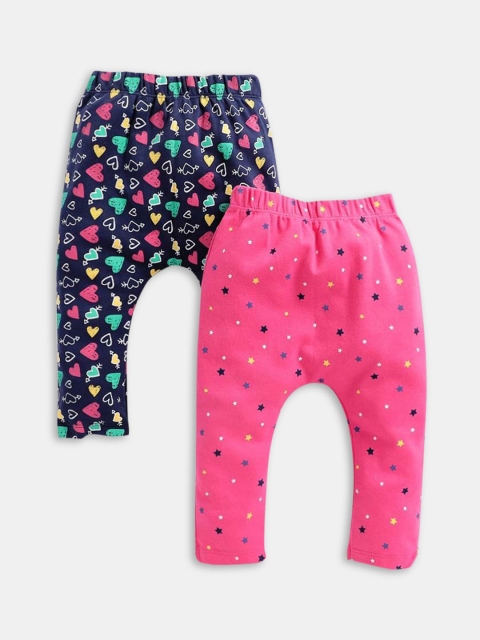 

Hopscotch Girls Pack Of 2 Printed Cotton Ankle-Length Leggings, Black