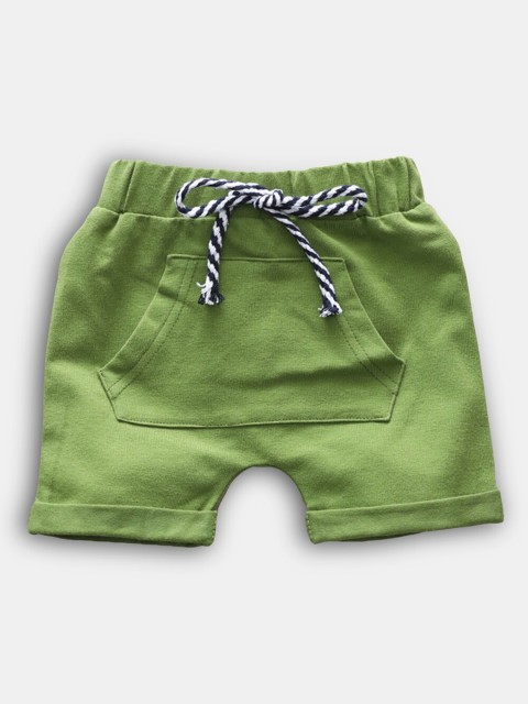 

Hopscotch Boys Green Solid Cotton Shorts