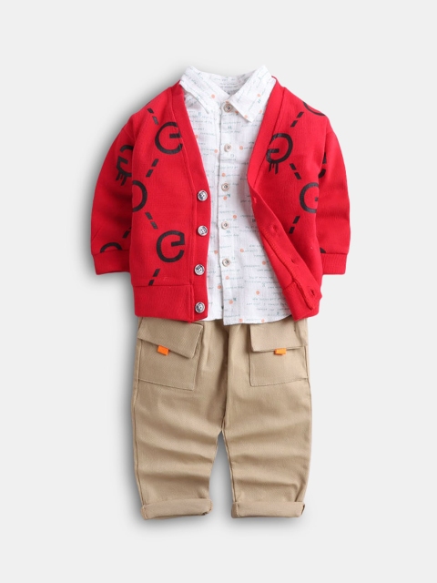 

Hopscotch Boys Red & White Printed Shirt with Trouser