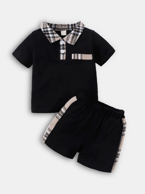 

Hopscotch Boys Black & Brown Checked T-shirt with Shorts