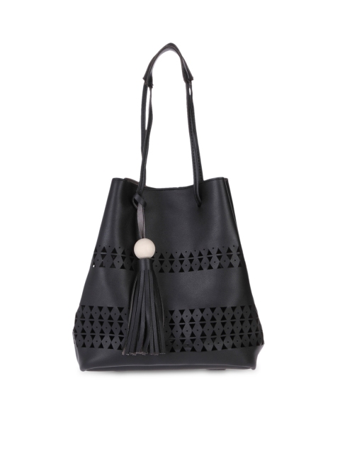 

FUR JADEN Black Textured Handheld Bag