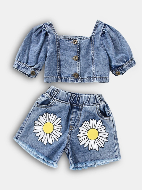 

Hopscotch Girls Blue & White Top with Shorts