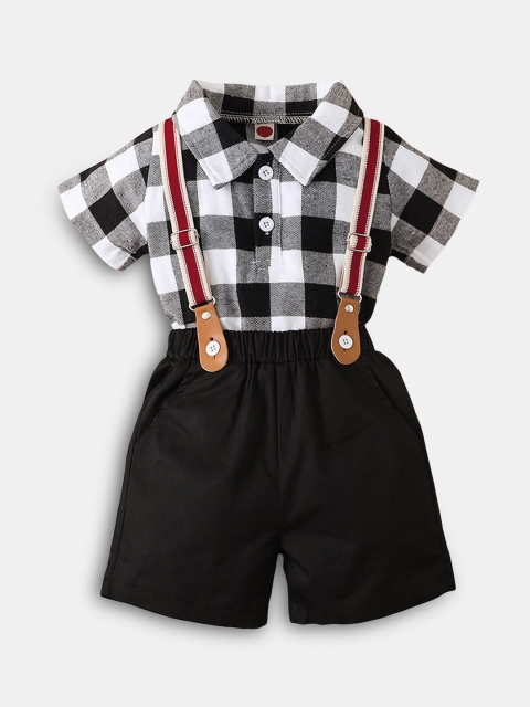

Hopscotch Boys Black & White Checkered Onesie and Shorts Set