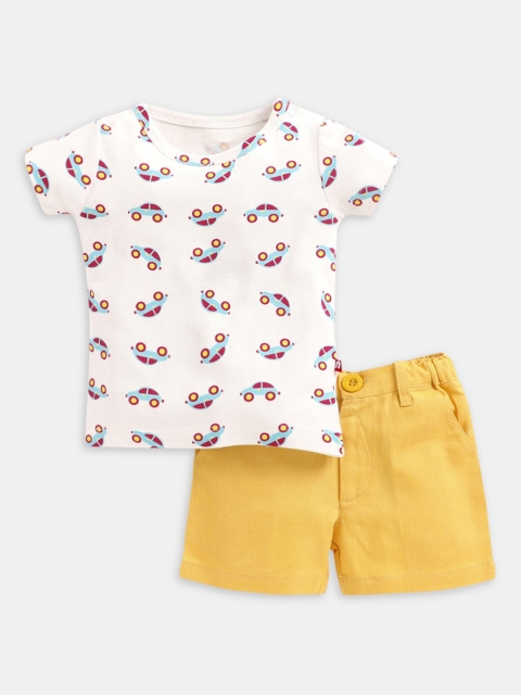 

Hopscotch Boys Beige And Yellow Clothing Set, White