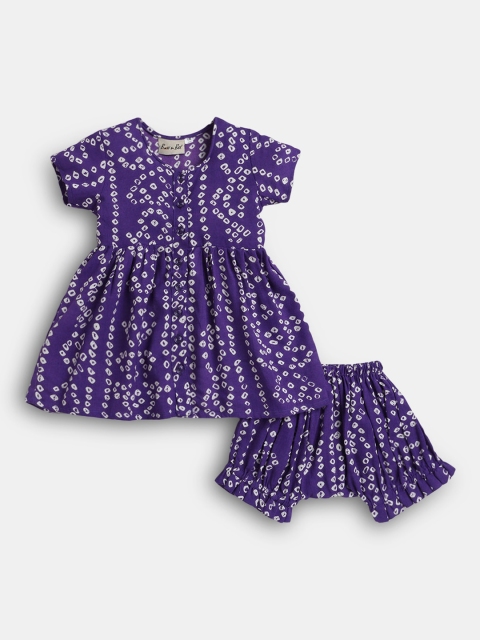 

Hopscotch Girls Purple & White Printed Top with Shorts