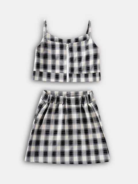 

Hopscotch Girls Black & White Checked Top with Skirt