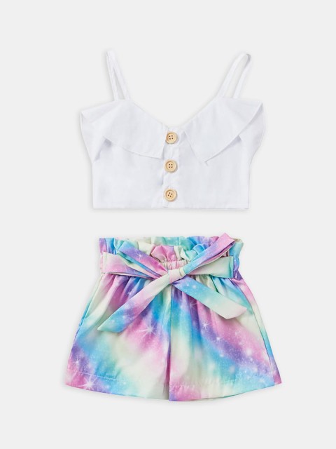 

Hopscotch Girls White & Pink Top with Shorts