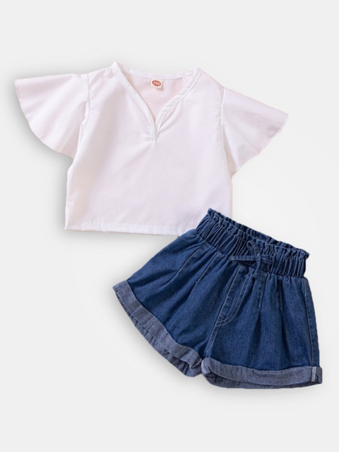 

Hopscotch Girls White & Blue Top with Shorts