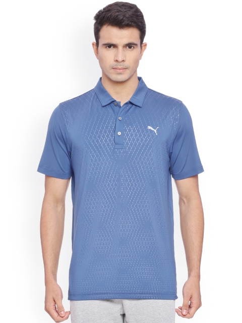 

Puma Men Blue Printed Argyle Emboss Slim Fit Polo Collar T-shirt