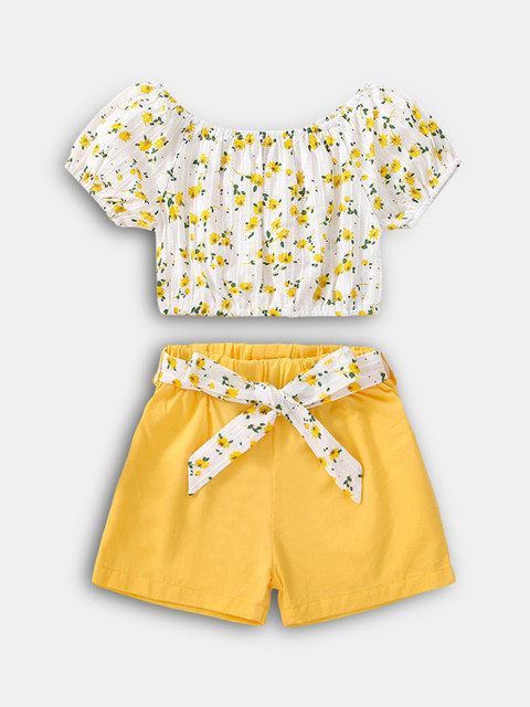 

Hopscotch Girls Yellow Cotton Clothing Set