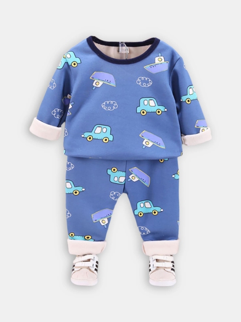 

Hopscotch Boys Blue & White Printed Night suit
