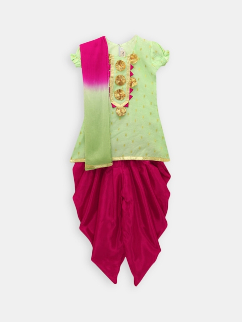 

Hopscotch Girls Green Empire Kurta with Salwar