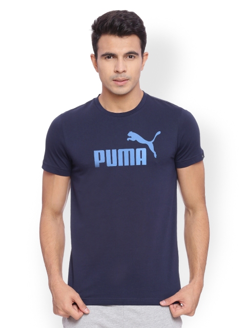 

Puma Men Blue Printed Slim Fit Round Neck T-shirt