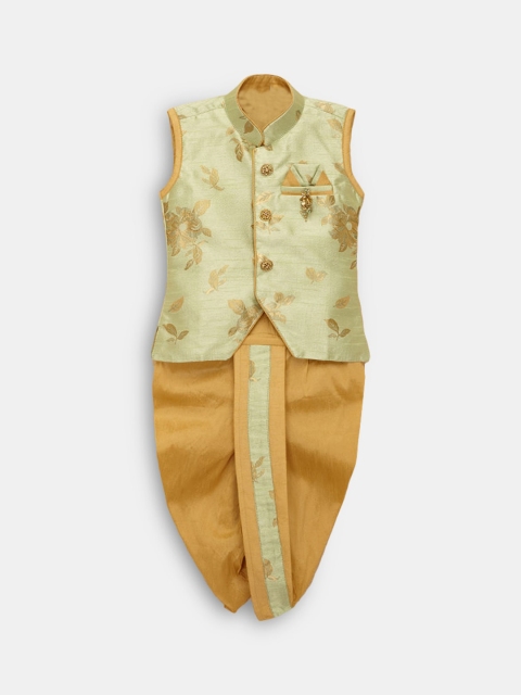 

Hopscotch Boys Sea Green & Gold-Toned Printed Dhoti Pants