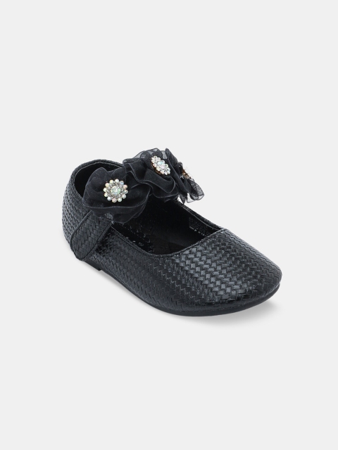 

Hopscotch Girls Black Textured Floral Applique Ballerina Flats