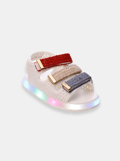 

Hopscotch Kids White & Red PU Comfort Sandals