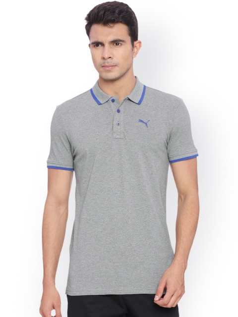 

Puma Men Grey Melange Hero Solid Polo Collar T-shirt