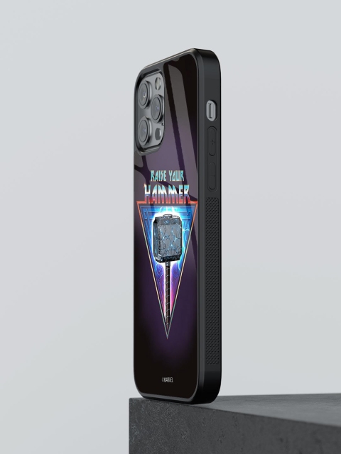 

macmerise Black Printed Mighty Raise your Hammer Glass iPhone 12 Pro Max Back Case