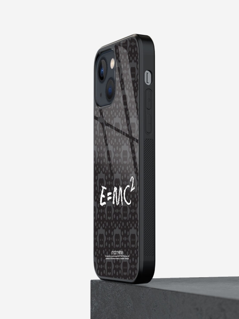 

macmerise Black & White E Is Equal To MC Square Printed iPhone 13 Glass Back Case