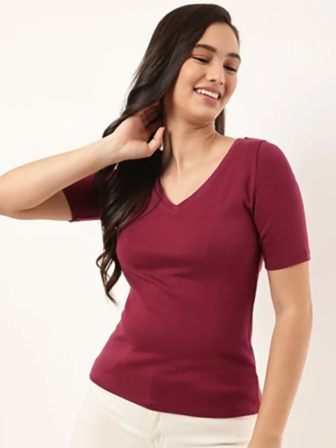 

Marks & Spencer Women Pink V-Neck T-shirt