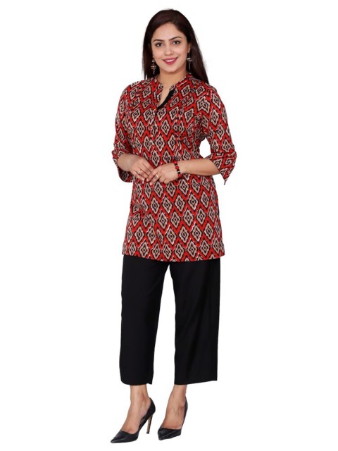 

SUTI Red Floral Print Shirt Style Top