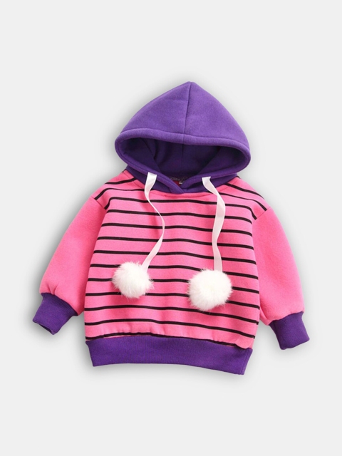 

Hopscotch Girls Pink Striped Hooded Sweatshirt