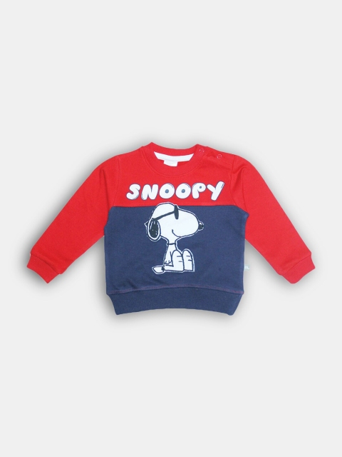 

Hopscotch Boys Red & Blue Snoopy Colourblocked Sweatshirt