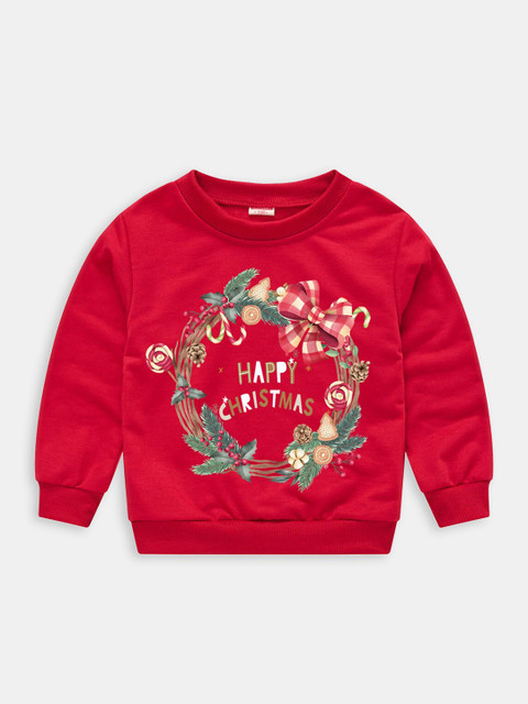 

Hopscotch Girls Red Printed Sweatshirt