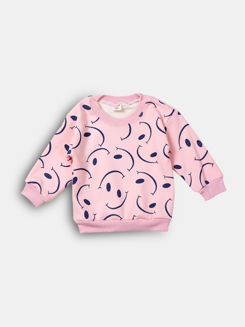 

Hopscotch Girls Pink Printed Sweatshirt