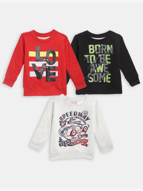

Hopscotch Girls Pack Of 3 Typography Printed Full Sleeves Sweatshirt, Red