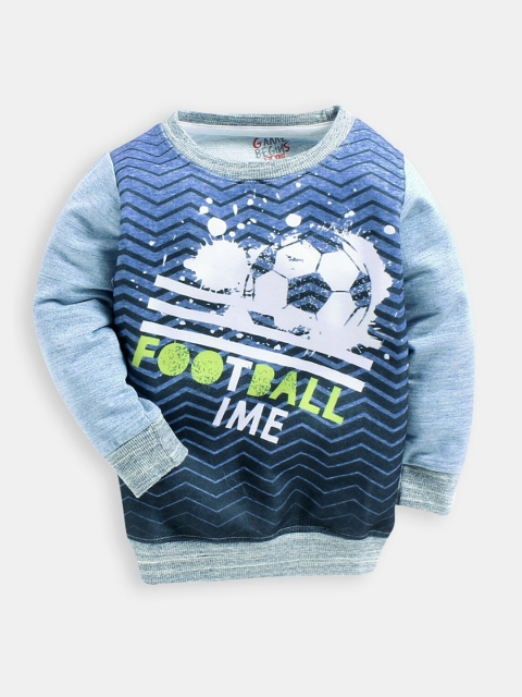 

Hopscotch Boys Blue Printed Sweatshirt