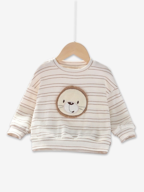 

Hopscotch Girls White Striped Full-Sleeve Sweatshirt