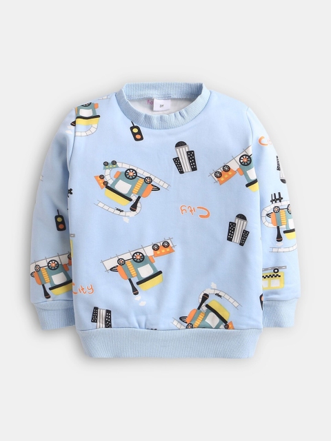 

Hopscotch Boys Blue Printed Sweatshirt