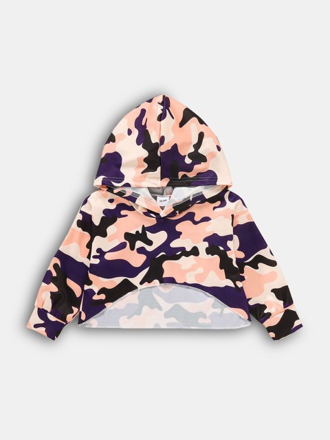 

Hopscotch Girls Pink Printed Hooded Sweatshirt
