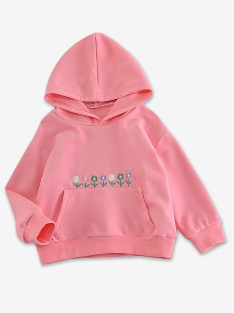 

Hopscotch Girls Pink Hooded Pure Cotton Sweatshirt