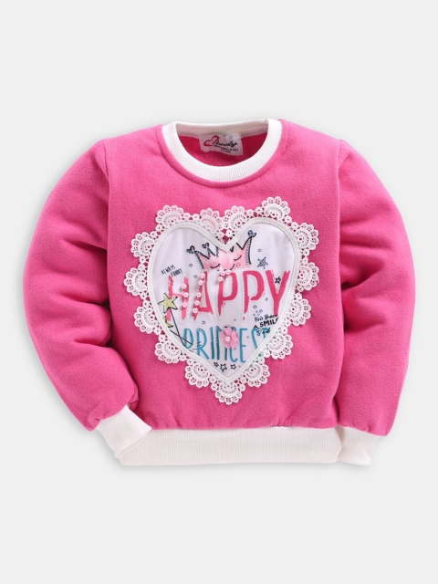 

Hopscotch Girls Pink Printed Sweatshirt