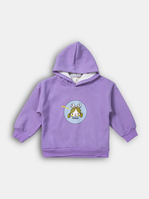 

Hopscotch Girls Purple Graphic Print Full-Sleeve Hooded Sweatshirt