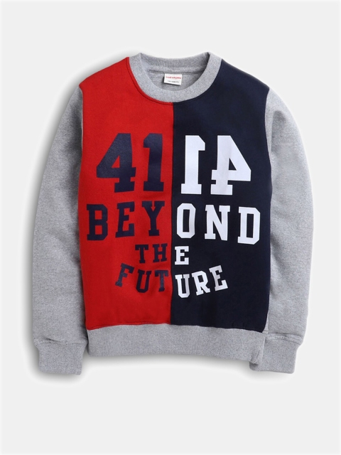 

Hopscotch Boys Grey Colourblocked Sweatshirt