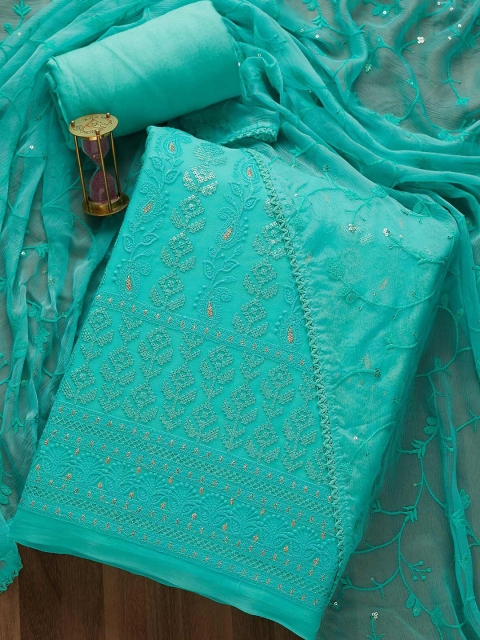 

Koskii Women Green Embroidered Unstitched Dress Material