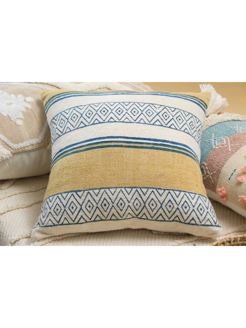 

HERE&NOW Beige & White Geometric Square Cushion Cover