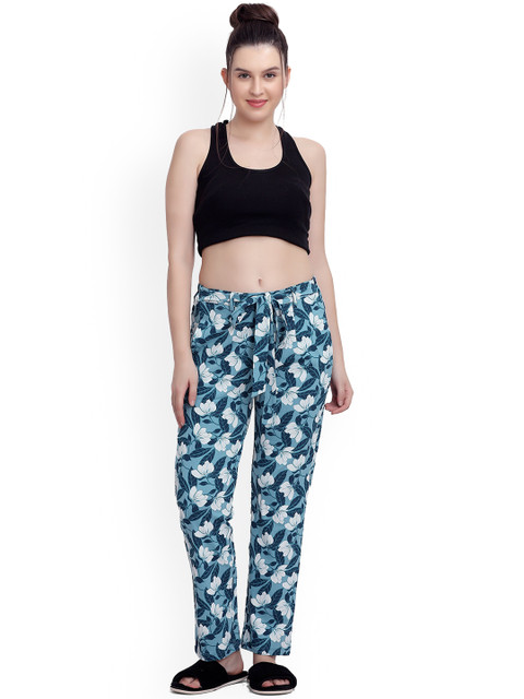 

MAYSIXTY Women Blue Floral Printed Lounge Pants