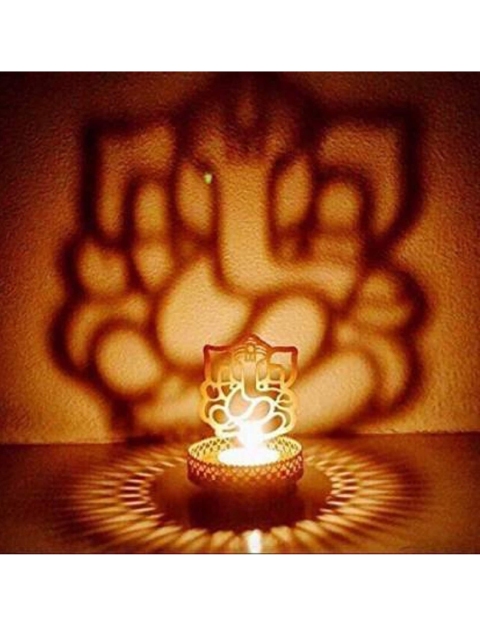 

Fashion Bizz Gold Laxmi-Ganesh Tealight Candle holder