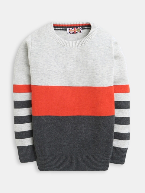 

Hopscotch Boys Grey And Red Striped Pullover Sweater