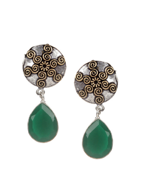 

Bamboo Tree Jewels Silver-Toned Diamond Shaped Drop Earrings