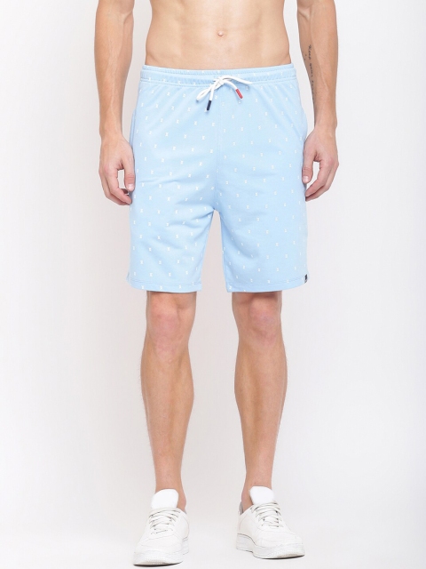 

MKH Men Blue & White Printed Regular fit Shorts