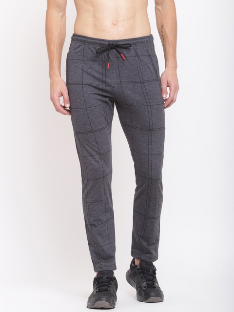 

MKH Men Grey Checked Track Pants